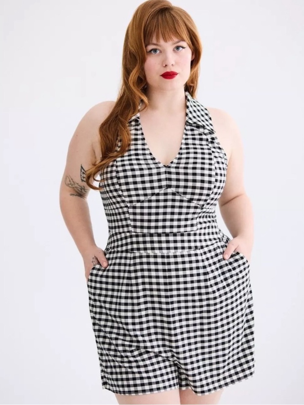 Retro Chic Gingham Halter Romper